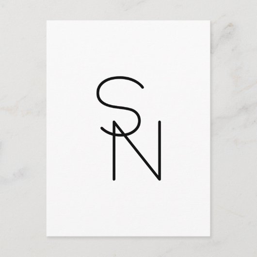 Carte Postale Initiales superposées de style moderne (Devant)