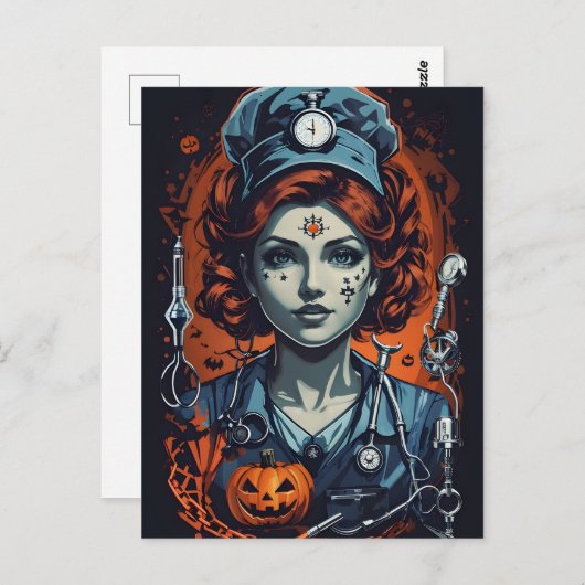 Carte Postale Injecter des soins de beauté, infirmière Éffrayant (Devant / Derrière)