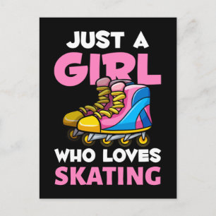 Carte Postale Inline Skater Girl Retro Inline Skates Lover