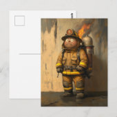 Carte Postale Inquiétude des flammes : Le pompier écrasé (Devant / Derrière)