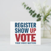 Carte Postale Inscrivez-vous Montrer Voter Votre Voix Compte Éle (Debout devant)