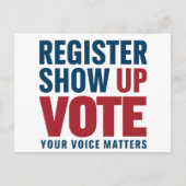 Carte Postale Inscrivez-vous Montrer Voter Votre Voix Compte Éle (Devant)