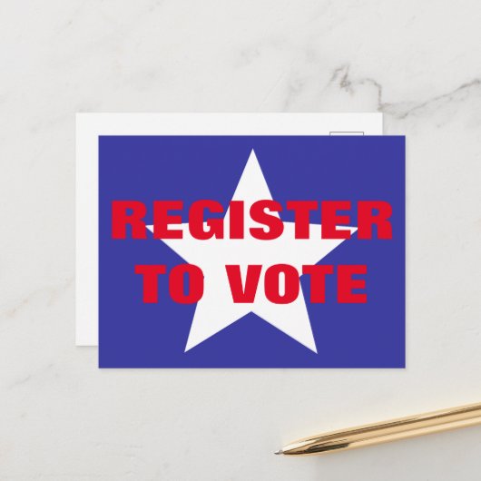 Carte Postale Inscrivez-vous pour voter Red White and Blue One S (Devant/Arrière en situation)