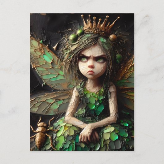 Carte Postale Insecte dorée fée agacée (Devant)