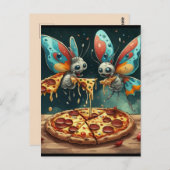 Carte Postale Insectes drôles mignons mangeant une pizza idées d (Devant / Derrière)