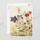 Carte Postale Insectes et fleurs d'Utamaro (Devant / Derrière)
