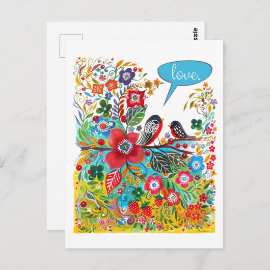 Carte Postale Inséparables Boho (Devant / Derrière)