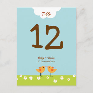 Carte Postale Inséparables de caricatures mignons (jour) Mariage