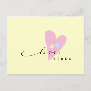 Carte Postale Inséparables et coeur
