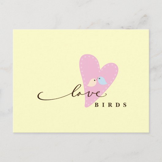 Carte Postale Inséparables et coeur (Devant)