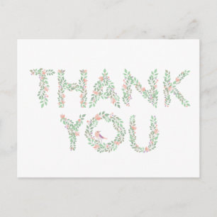 Carte Postale inséparables et lettres Merci