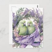 Carte Postale Inséparables lavande (Devant / Derrière)