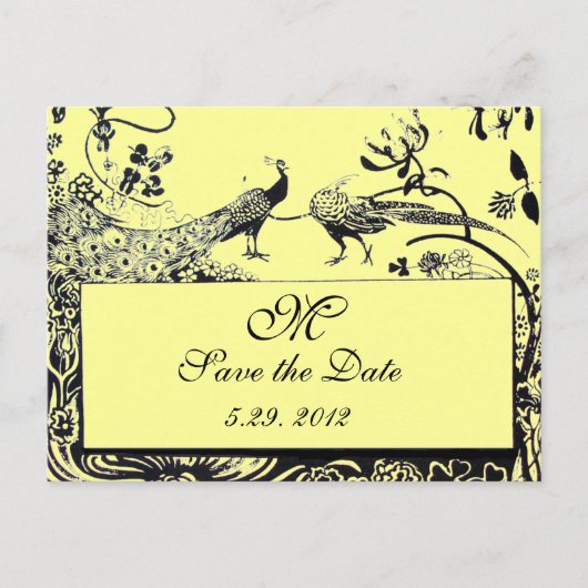 Carte Postale INSÉPARABLES mariages MONOGRAM noir et blanc jaune (Devant)