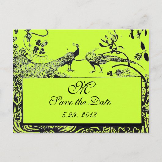 Carte Postale INSÉPARABLES mariages MONOGRAM noir et blanc vert (Devant)