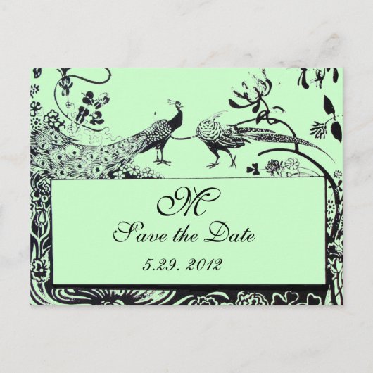Carte Postale INSÉPARABLES mariages MONOGRAM noir et blanc vert (Devant)