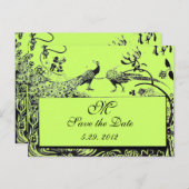 Carte Postale INSÉPARABLES mariages MONOGRAM noir et blanc vert (Devant / Derrière)