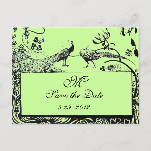 Carte Postale INSÉPARABLES mariages MONOGRAM noir et blanc vert (Devant)