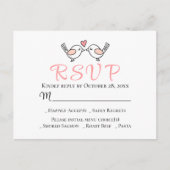 Carte Postale Inséparables mignons Lovebirds rose mariage RSVP (Devant)