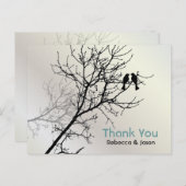Carte Postale Inséparables modernes Arbre blanc Mariage merci (Devant / Derrière)