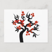 Carte Postale Inséparables noirs rouges sakura cherry tree & Blo (Devant)