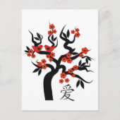 Carte Postale Inséparables Sakura cherry tree symbole d'amour ch (Devant)