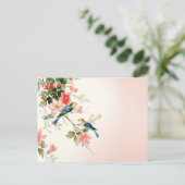 Carte Postale Inséparables vintages | blanc rose pâle (Debout devant)