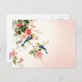 Carte Postale Inséparables vintages | blanc rose pâle (Devant / Derrière)