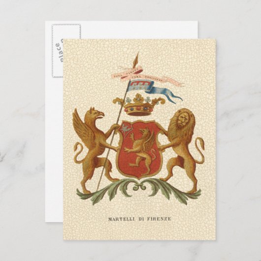 Carte Postale Insigne héraldique avec Griffin et Lion (Devant / Derrière)