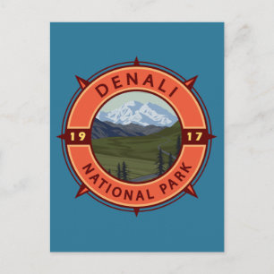 Carte Postale Insigne rétro compas du parc national Denali