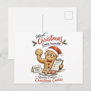 Carte Postale Inspecteur de biscuits de Noël Aquarelle