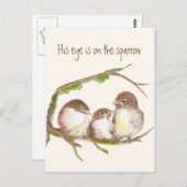 Carte Postale Inspirant Son œil est sur le moineau, (Devant / Derrière)