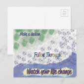 Carte postale inspirante "Suivre par" (Devant / Derrière)