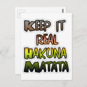 Carte Postale Inspiration Art "Keep It Real Hakuna Matata" (Devant / Derrière)