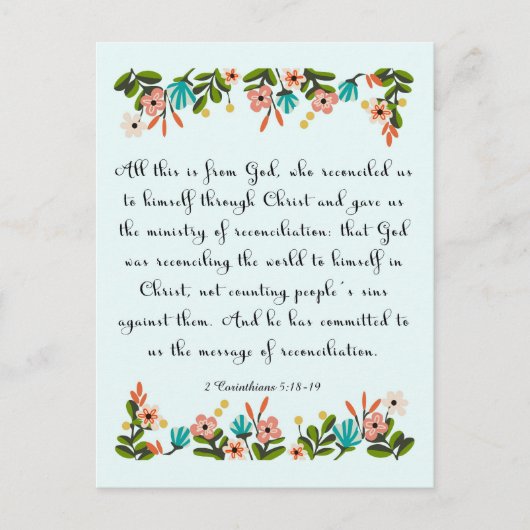 Carte Postale Inspiration chrétienne Art- 2 Corinthiens 5:18-19 (Devant)