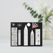 Carte Postale Inspiration Fireworks Light City Skyline (Debout devant)
