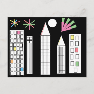 Carte Postale Inspiration Fireworks Light City Skyline