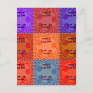 Carte Postale Inspirational Ayez une belle journée À damiers Pop