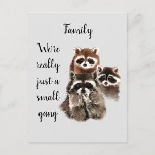 Carte Postale Inspirational Family Quote Fun Raccoon Animaux