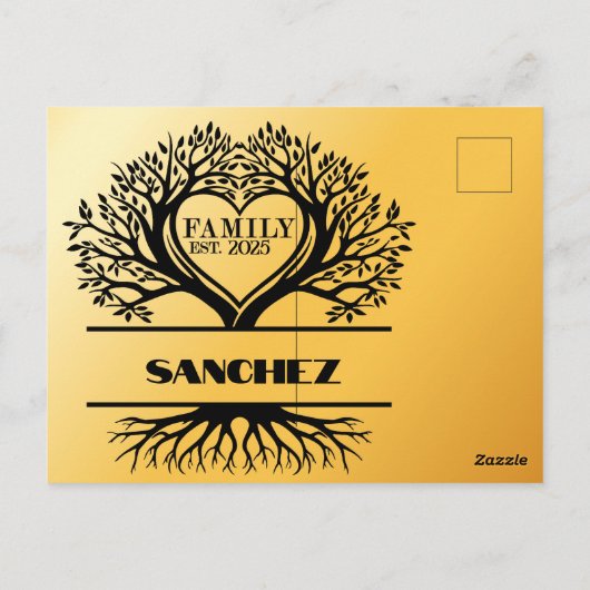 Carte Postale Inspirational family quotes on a tree with roots (Dos)