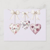 Carte Postale Inspirational Floral Love Hope Joy Hearts Bow (Devant)