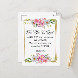 Carte Postale Inspirational Quote, Psalm 5:12 Floral Bible Verse