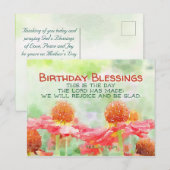 Carte Postale Inspirationnel Psaume d'anniversaire 118:24 Fleurs (Devant / Derrière)