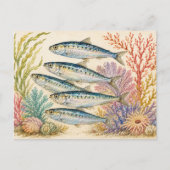 Carte postale inspirée d'aquarelle d'océan - 5 Sar (Devant)