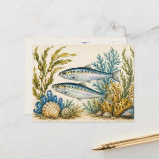 Carte postale inspirée de l'aquarelle de l'océan a