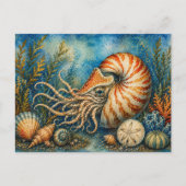 Carte postale inspirée de l'aquarelle Nautilus Oce (Devant)
