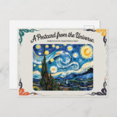 Carte postale inspirée par l'art nocturne étoilé d (Devant / Derrière)