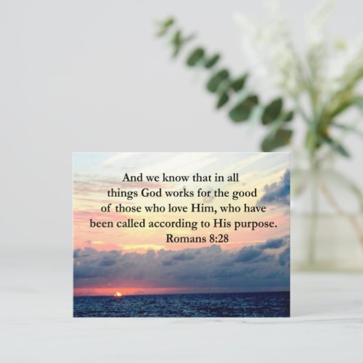 CARTE POSTALE INSPIRING ROMANS 8:28 DESIGN (Debout devant)