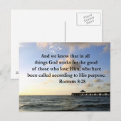 CARTE POSTALE INSPIRING ROMANS 8:28 DESIGN (Devant / Derrière)