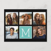 Carte Postale Instagram turquoise 5 Photo Collage Monogramme (Devant)