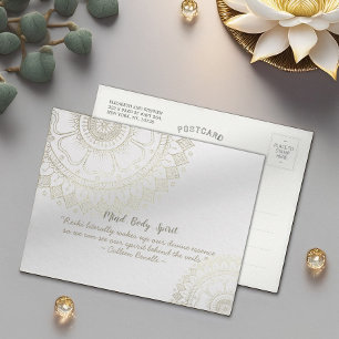 Carte Postale Instructeur de méditation Yoga Gold Mandala Fleurs